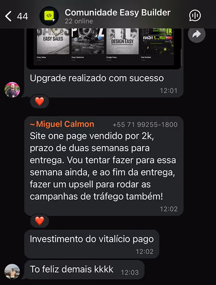 Depoimento do Miguel sobre site vendido