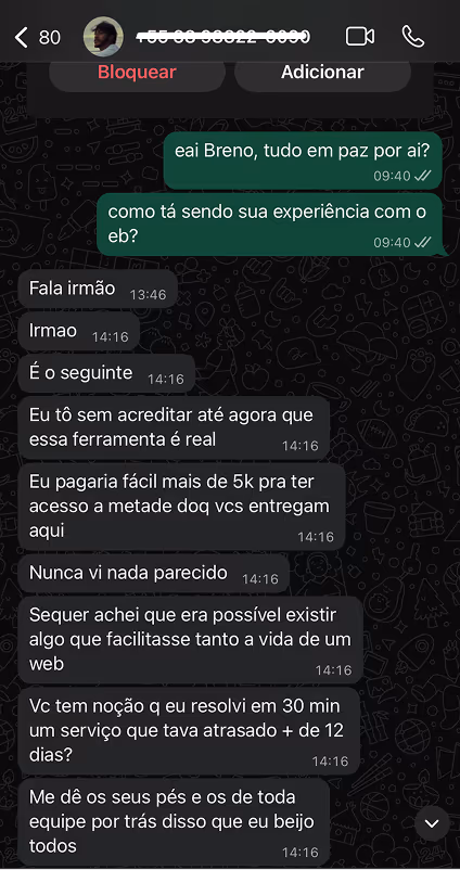 Depoimento sobre experiência com o Easy Builder