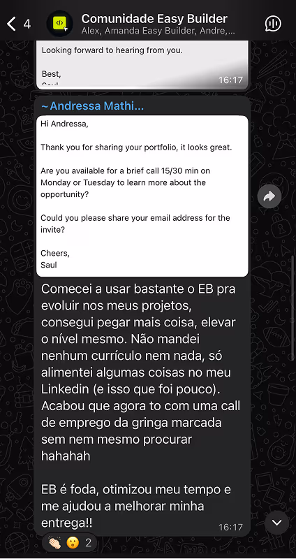 Depoimento sobre resultados nos últimos meses